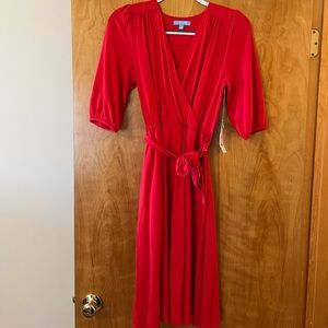 DRAPER JAMES RSVP Reese Witherspoon Knit Wrap Dress Red NWT Size XS